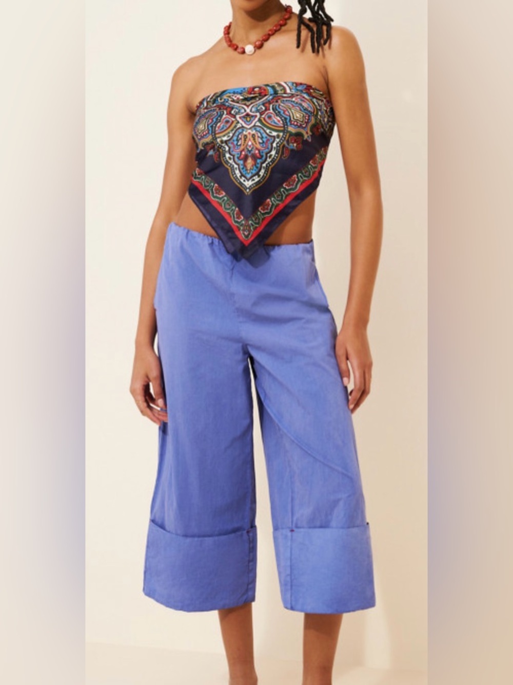 NWT Free people Lula cuff pants In Amparo Blue Size XS